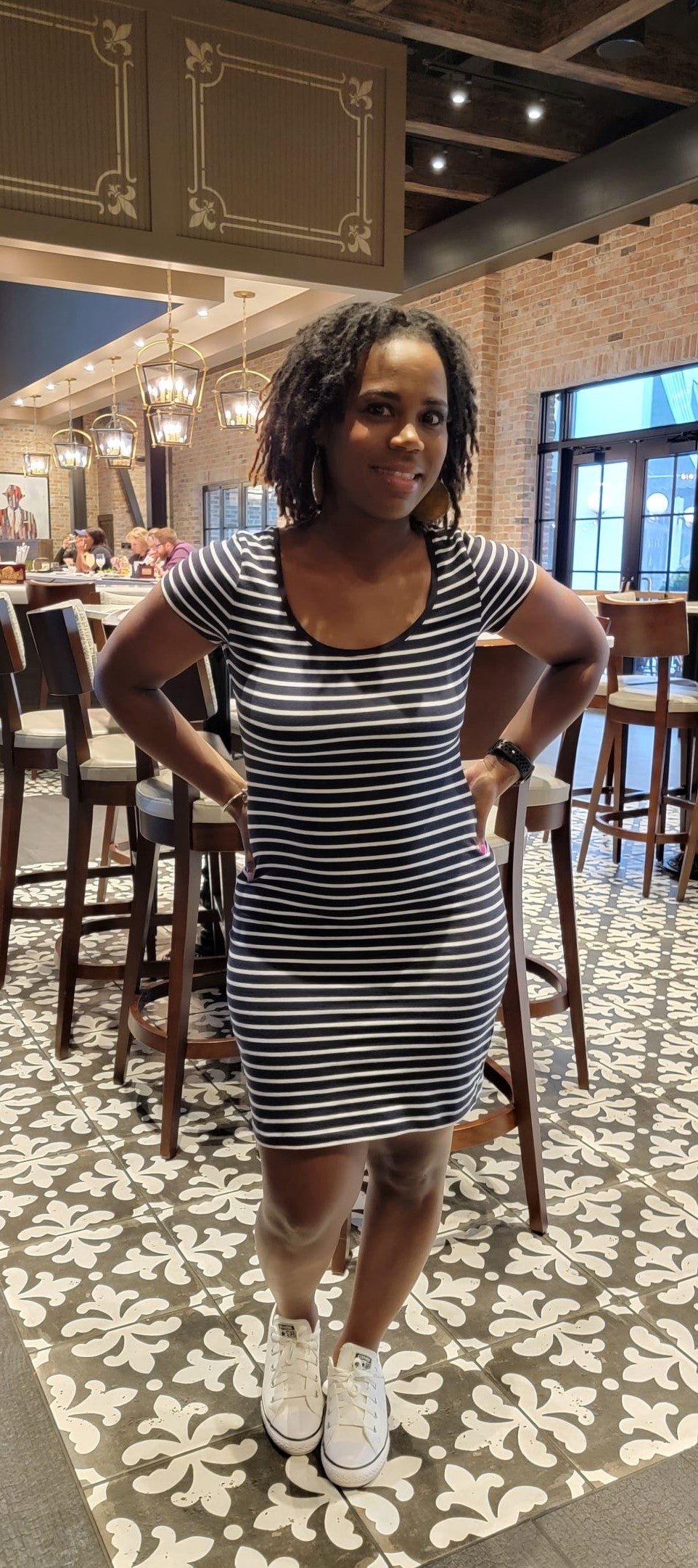 Navy Striped Dress