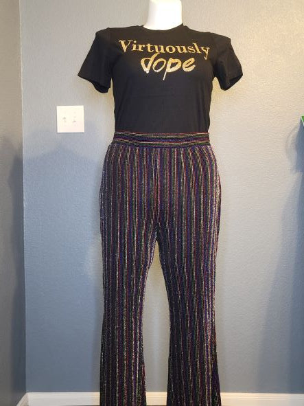 Multi-Colored Striped Flare Leg Pants