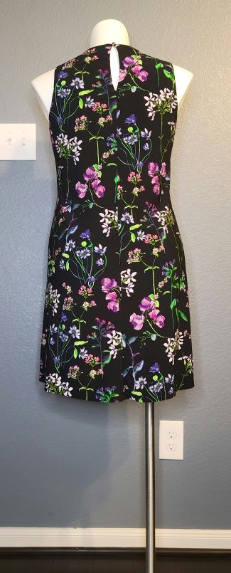 Black Floral Sleeveless A-Line Dress