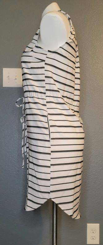 Black and White Striped Sleeveless Shirt Dress