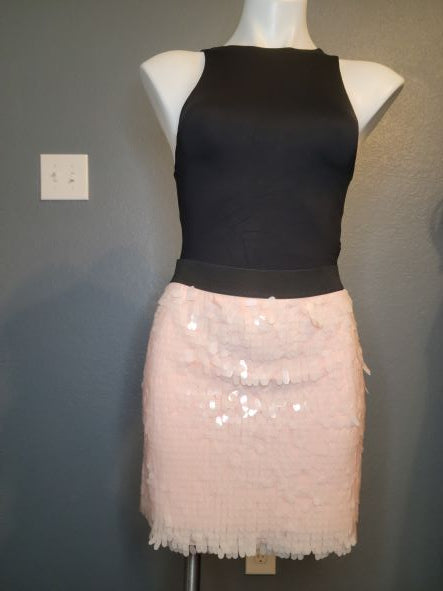 Baby Pink Sequin Mini Skirt